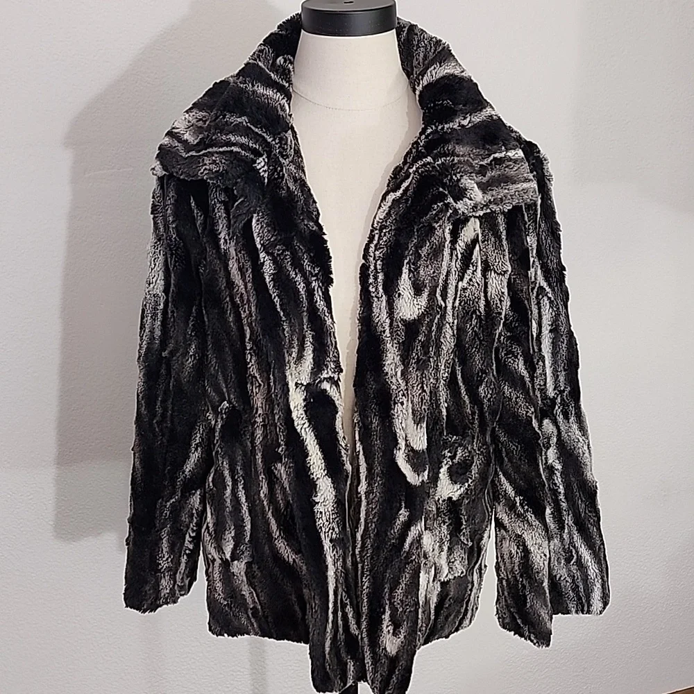 Erin London Jacket Faux Fur Luxurious Black Size L